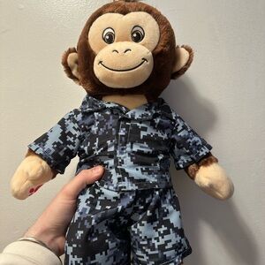 Build-A-Bear Brown Monkey in Blue Digital Camo Outfit